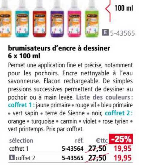 brumisateurs d'encre à dessiner 6 x 100 ml