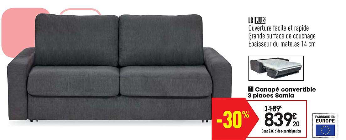 Canapé Convertible 3 Places Samia