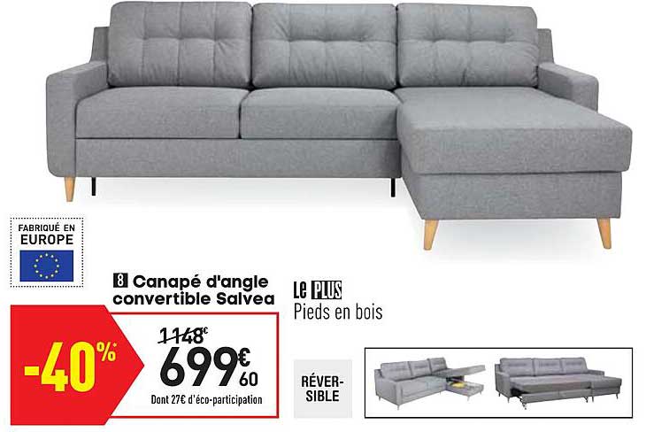 Canapé D'angle Convertible Salvea