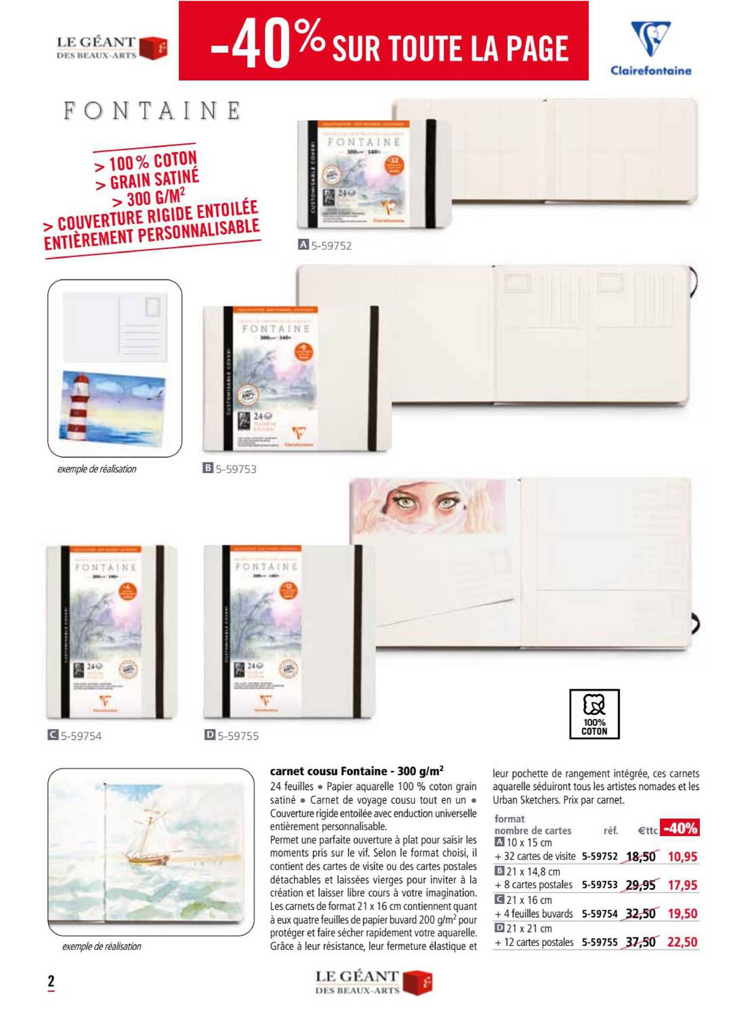 carnet cousu fontaine 300 g-m2