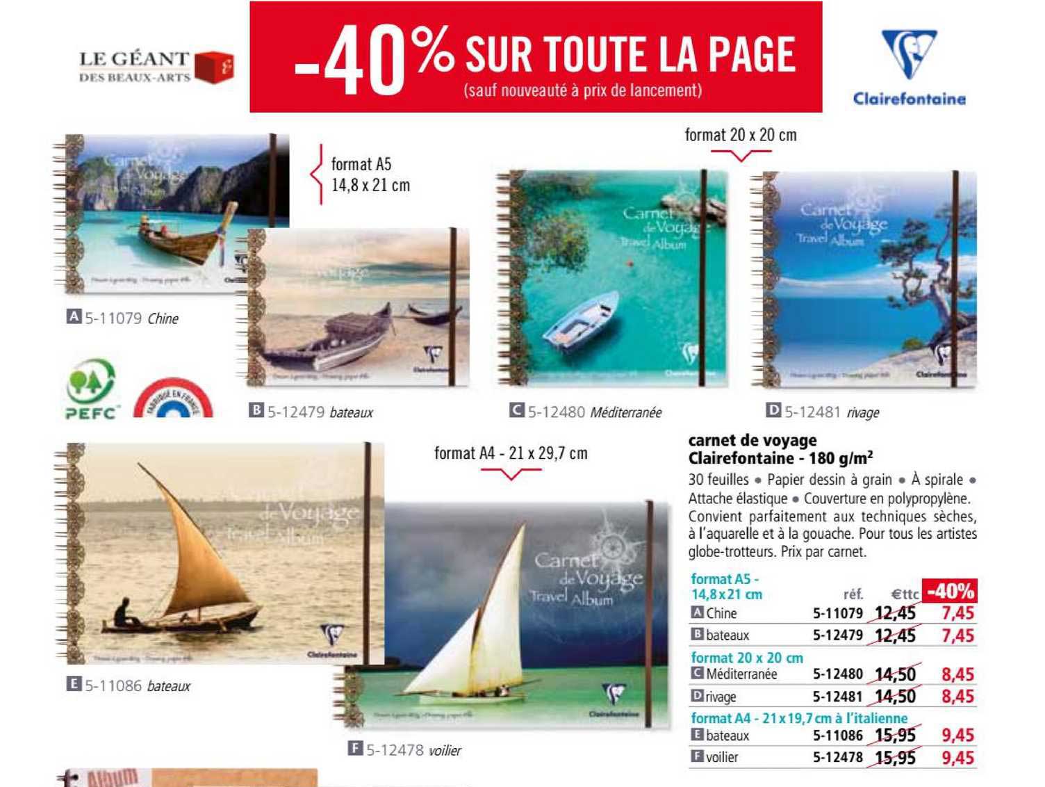 carnet de voyage clairefontaine 100 g-m2