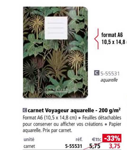 carnet voyageur aquarelle 200g-m2