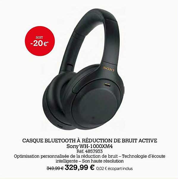 casque bluetooth à réduction de bruit active sony wh-1000xm4