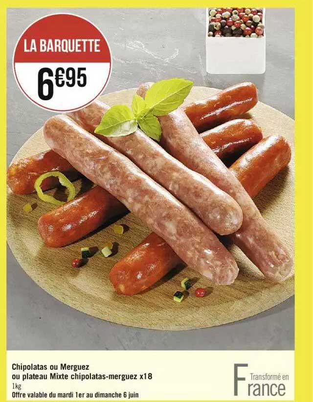 chipolatas ou merguez ou plateau mixte chipolatas-merguez x18