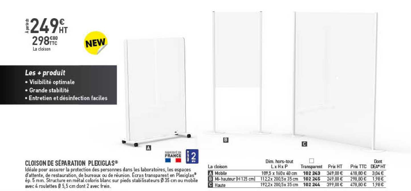 cloison de séparation plexiglas