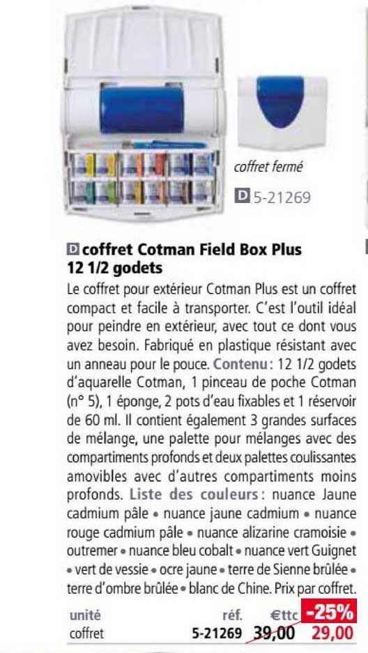 coffret cotman field box plus 12 1-2 godets