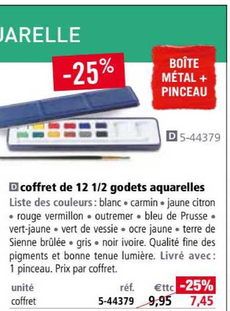 Coffret De 12 1-2 Godets Aquarelles