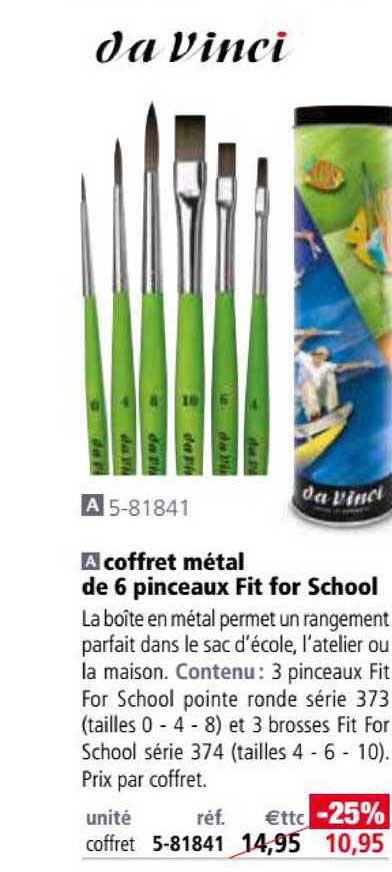 coffret métal de 6 pinceaux fit for school