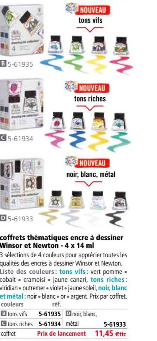coffrets thématiques encre à dessiner winsor et newton 4 x 14 ml