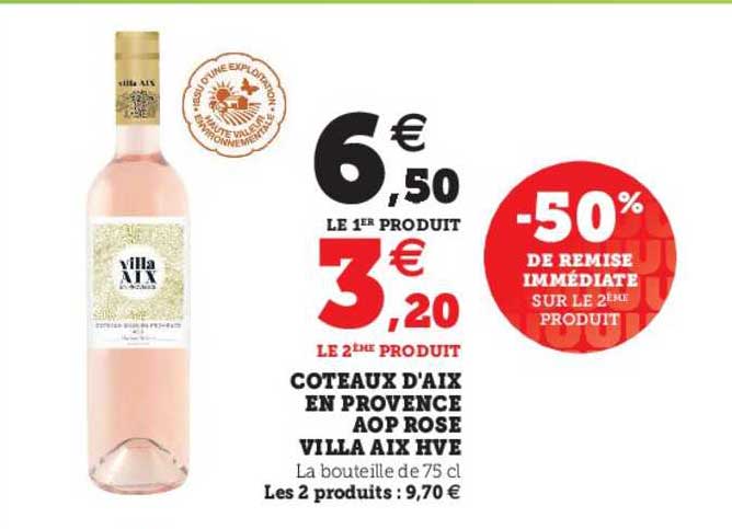 coteaux d'aix en provence aop rosé villa aix hve -50% de remise immédiate sur le 2ème produit