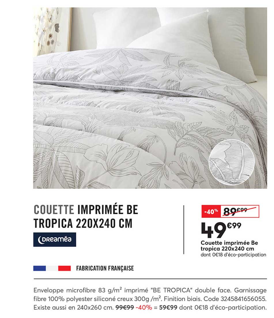 Couette Imprimee Be Tropica 220x240 Cm