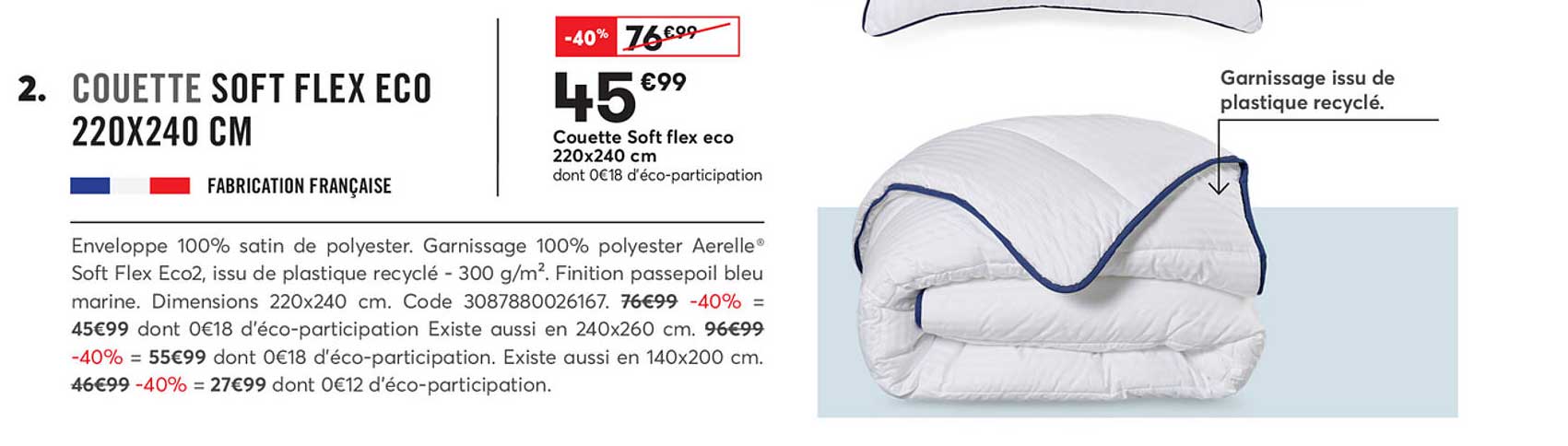 couette soft flex eco 220x240 cm
