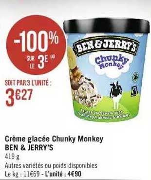 crème glacée chunky monkey ben & jerry's