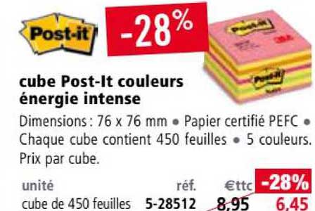 cube post-it couleurs énergie intense