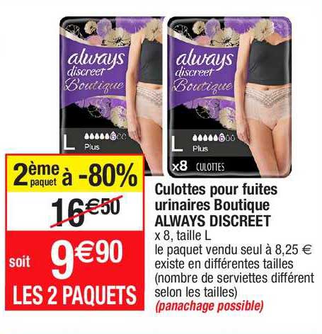 culottes pour fuites urinaires boutique always discreet