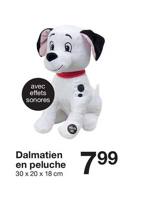 dalmatien en peluche 30 x 20 x 18 cm