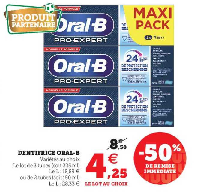 dentifrice oral-b -50% de remise immédiate
