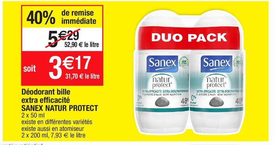 déodorant bille extra efficacité sanex natur protect