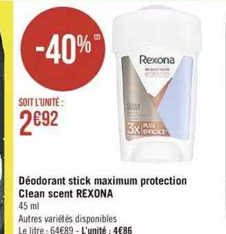 Déodorant Stick Maximum Protection Clean Scent Rexona