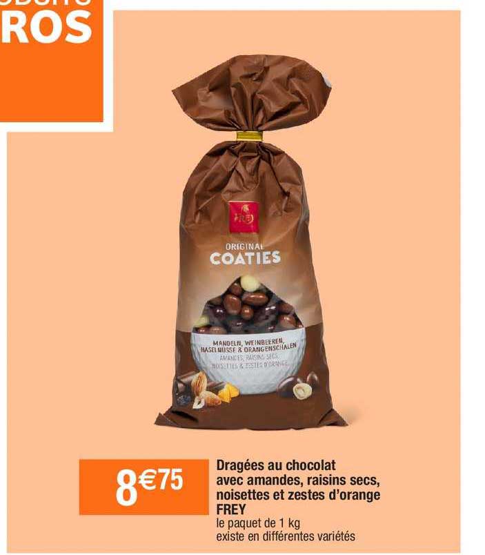 Dragées Au Chocolat Avec Amandes, Raisins Secs, Noisettes Et Zestes D'orange Frey