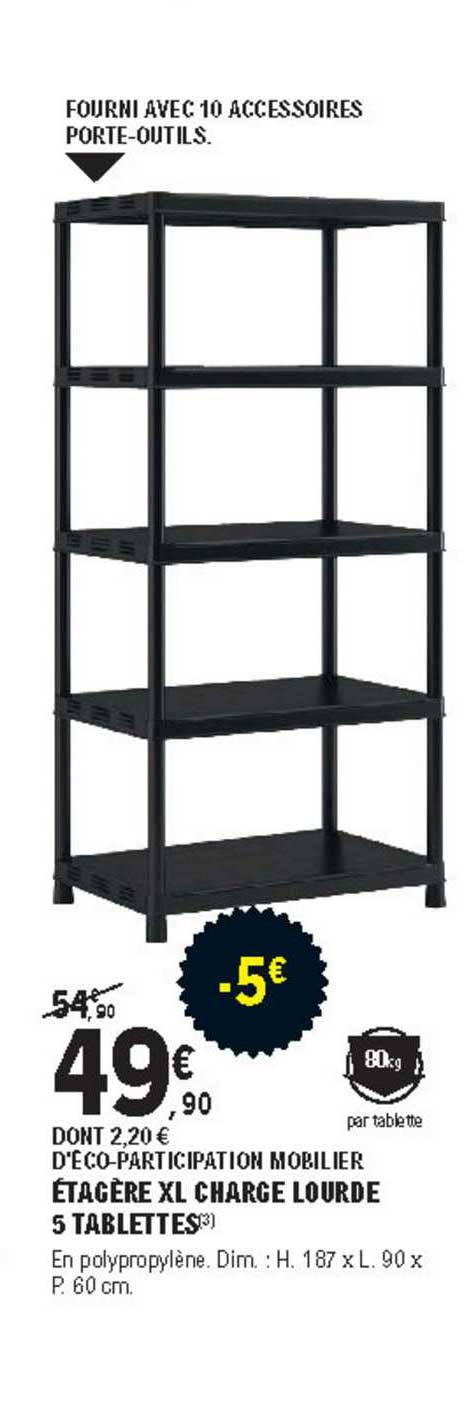 étagère xl charge lourde 5 tablettes