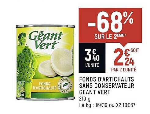 fonds d'artichauts sans conservateur géant vert