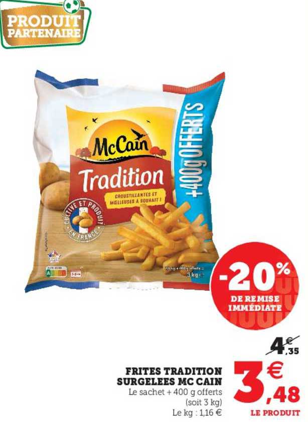 frites tradition surgelées mc cain -20% de remise immédiate