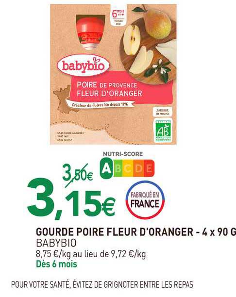 gourde poire fleur d'oranger babybio