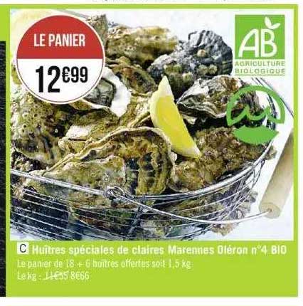 huîtres spéciales de claires marennes oléron n°4 bio