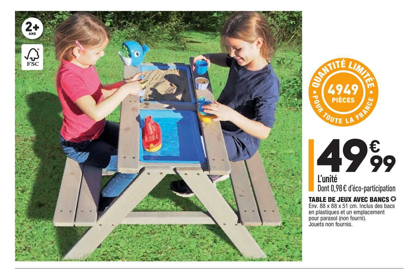 L'unite Table De Jeux Avec Bancs