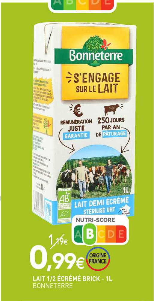 lait 1-2 écrémé brick bonneterre