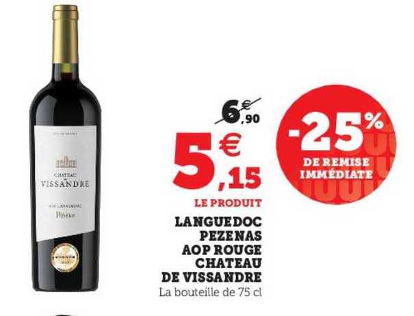 languedoc pezenas aop rouge château de vissandre 25% de remise immédiate