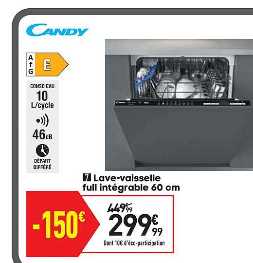 Lave-vaisselle Full Intégrable 60 Cm Candy