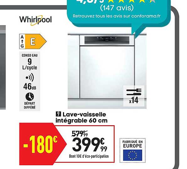 lave-vaisselle intégrable 60 cm whirlpool