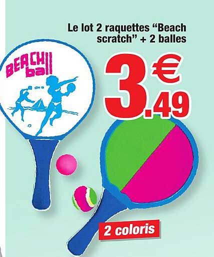 le lot 2 raquettes beach scratch + 2 balles
