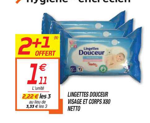 lingettes douceur visage et corps x80 netto