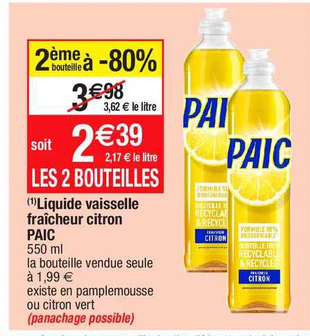 Liquide Vaisselle Fraicheur Citron Paic