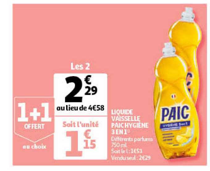 Liquide Vaisselle Païc Hygiène 3 En 1