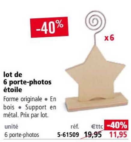 lot de 6 porte-photos étoile