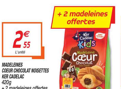 madeleines cœur chocolat noisettes ker cadelac