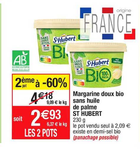 margarine doux bio sans huile de palme st hubert