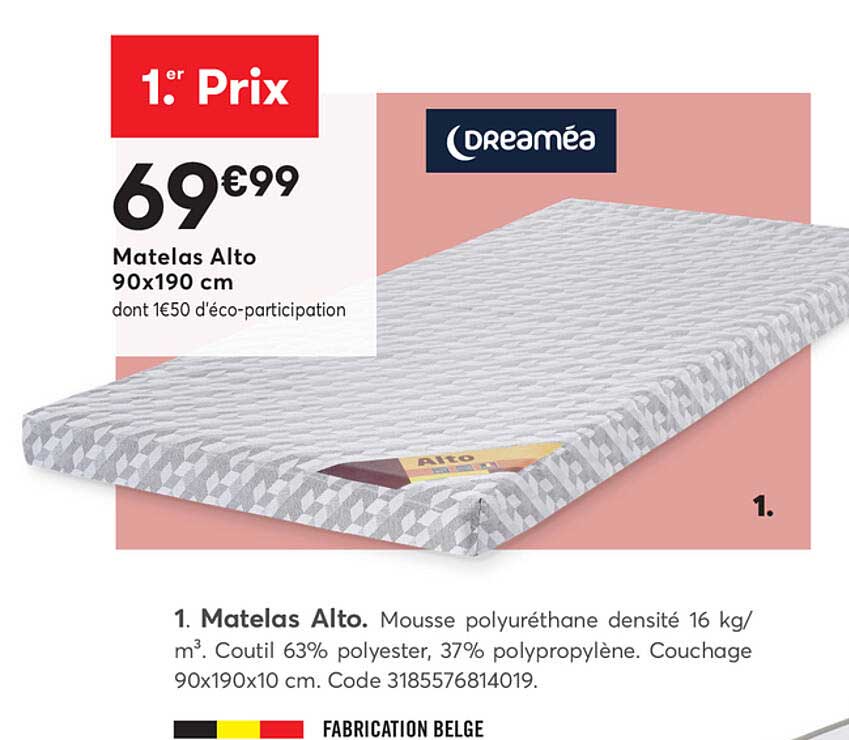 matelas alto 90x190 cm dreaméa
