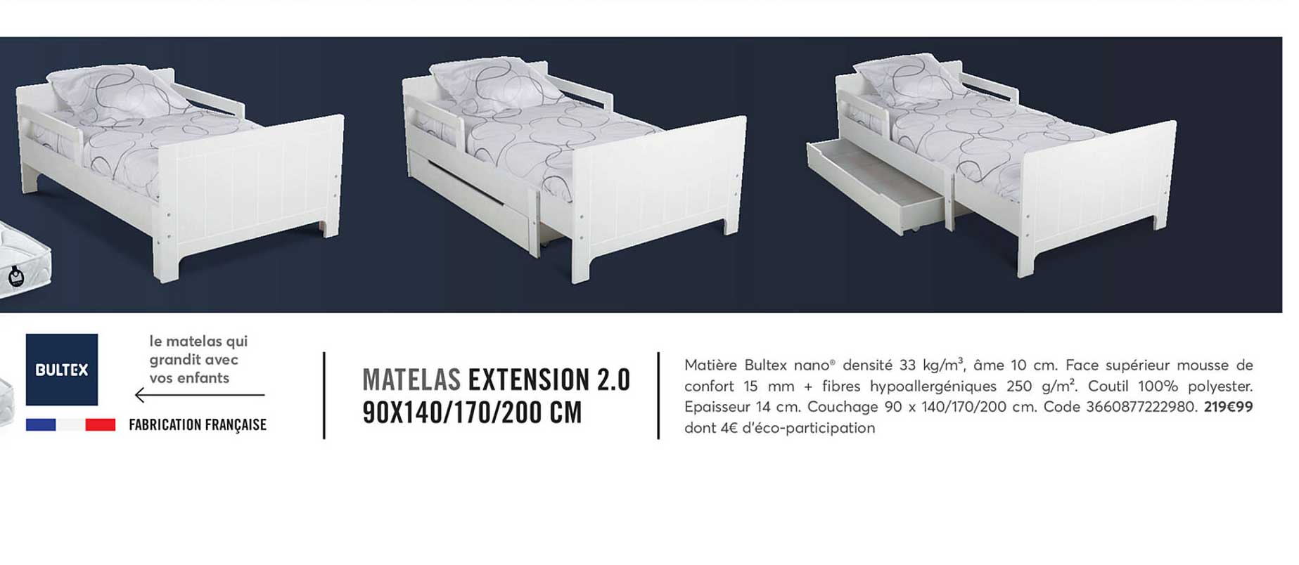 matelas extension 2.0 bultex
