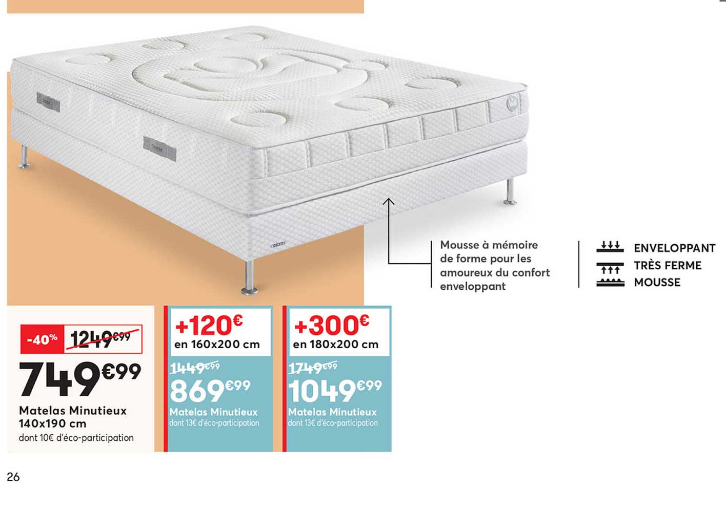 matelas minutieux 140x190 cm