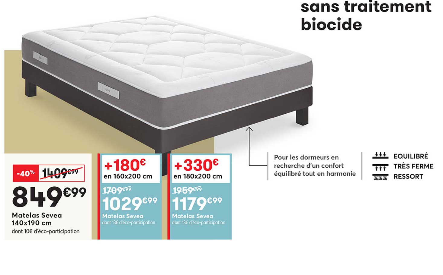 matelas sevea 140x190 cm