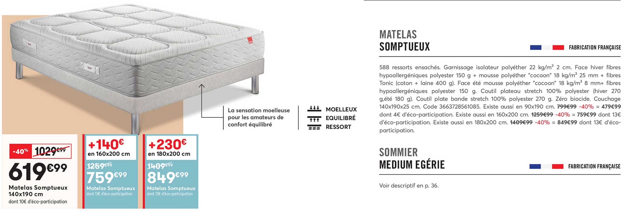 matelas somptueux 140x190 cm