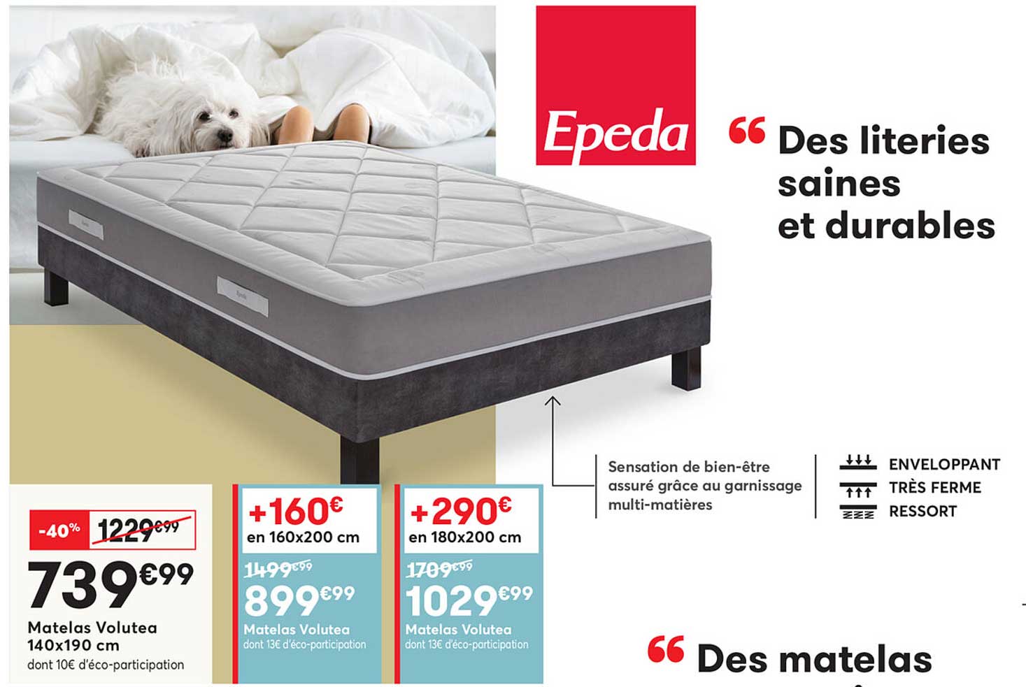 matelas volutea 140x190 cm epeda