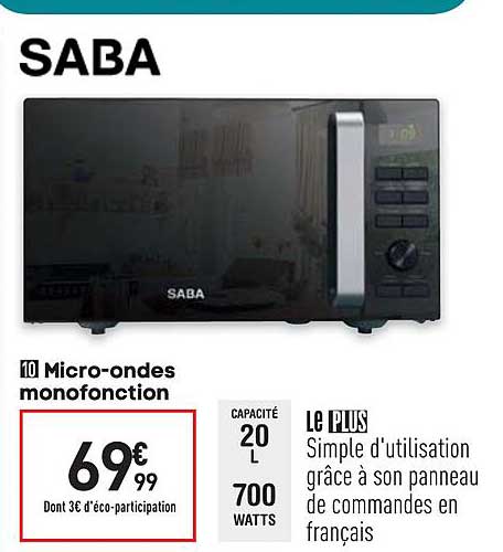 micro-ondes monofonction saba
