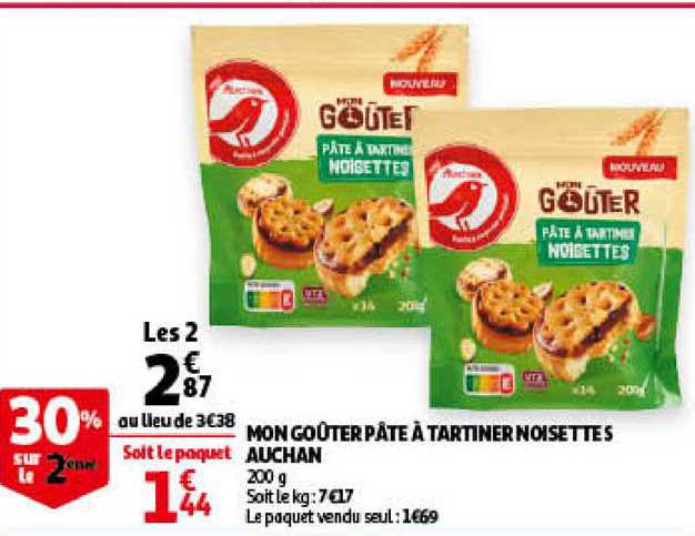 mon goûter pâte à tartiner noisettes auchan