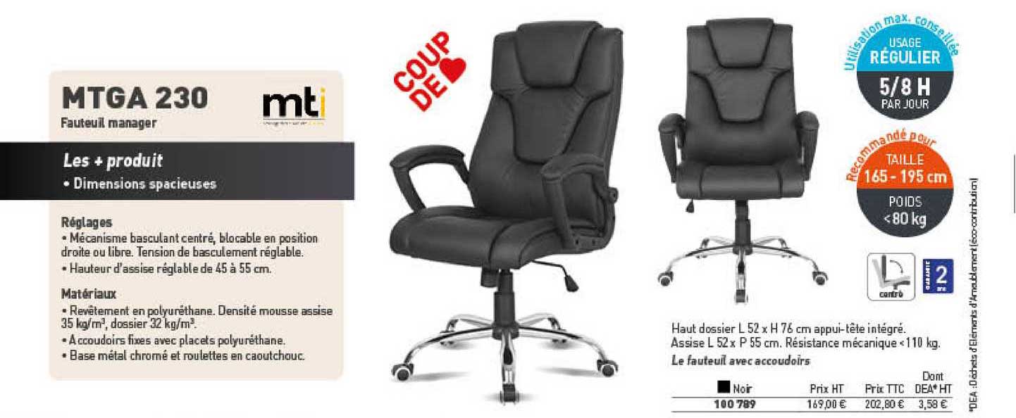 mtga 230 fauteuil manager